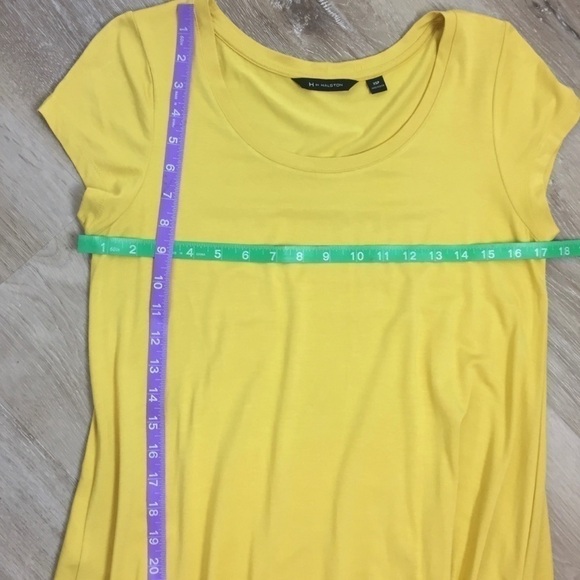 H by Halston Yellow T-Shirt Maxi High Low Dress - Picture 4 of 9